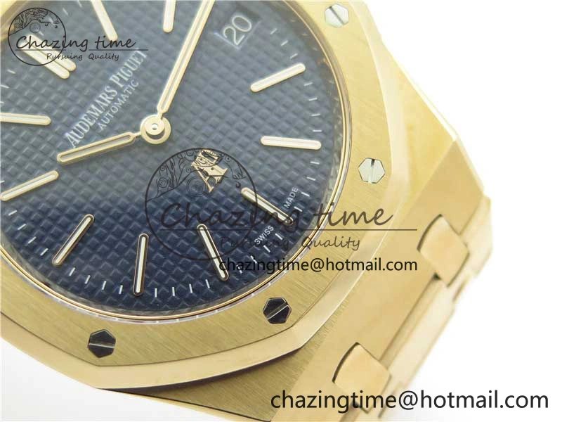 Royal Oak 39mm 15202 RG ZF 1:1 Best Edition Blue Textured Dial on RG Bracelet A Efficient 4815