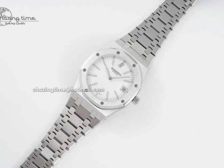Royal Oak 39mm 15202 SS BF 1:1 Best Edition White Textured Dial on SS Bracelet A RelaxedFit 4578