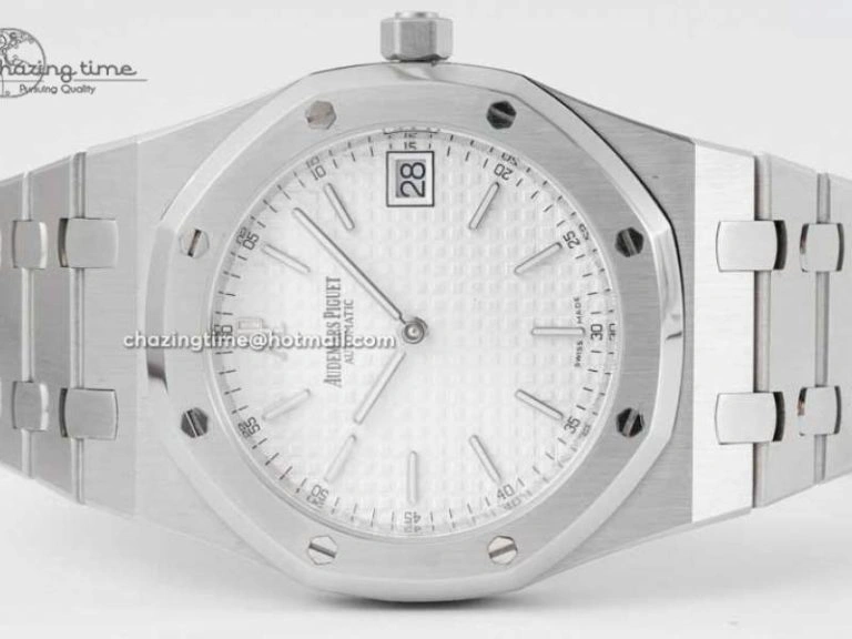 Royal Oak 39mm 15202 SS BF 1:1 Best Edition White Textured Dial on SS Bracelet A RelaxedFit 4578