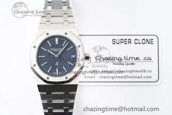 Refined Royal Oak 39mm 15202 SS JJF 1:1 Best Edition Blue Textured Dial on SS Bracelet A 4632