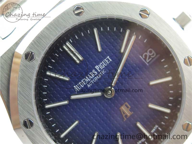 Royal Oak 39mm 15202 SS KZF 1:1 Best Edition Blue Textured Dial on SS Bracelet A Refined 4839