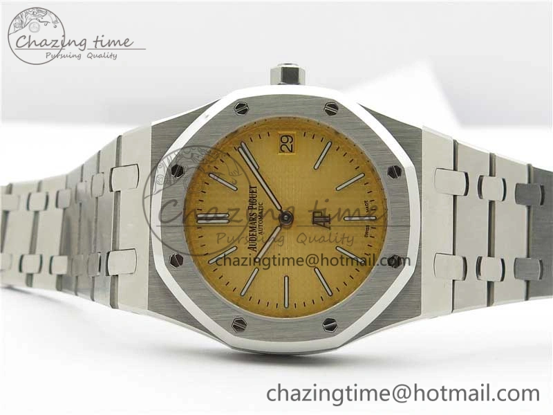 Minimalist Royal Oak 39mm 15202 SS KZF 1:1 Best Edition Yellow Textured Dial on SS Bracelet A 4840