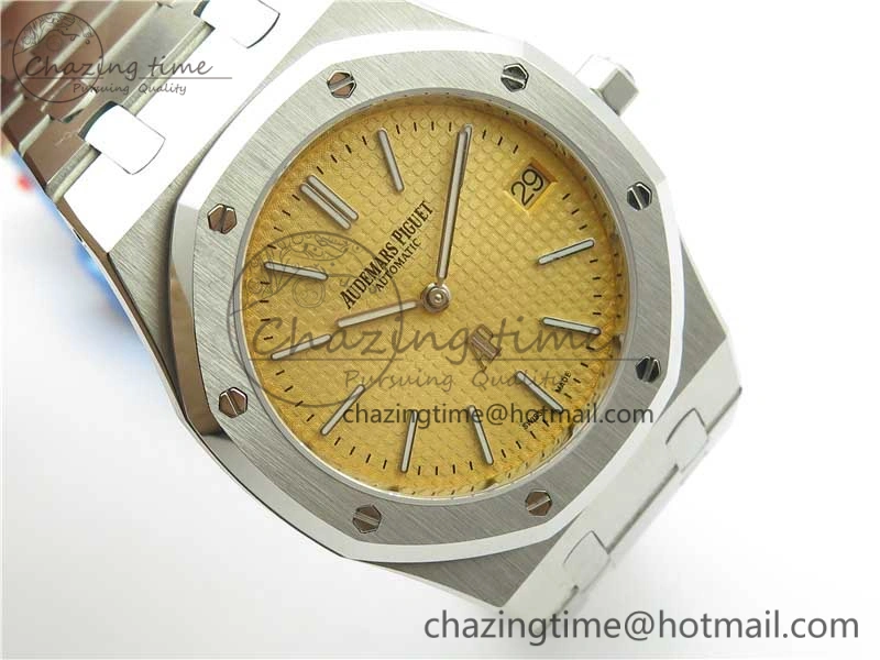 Minimalist Royal Oak 39mm 15202 SS KZF 1:1 Best Edition Yellow Textured Dial on SS Bracelet A 4840