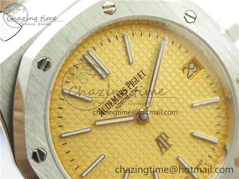 Minimalist Royal Oak 39mm 15202 SS KZF 1:1 Best Edition Yellow Textured Dial on SS Bracelet A 4840