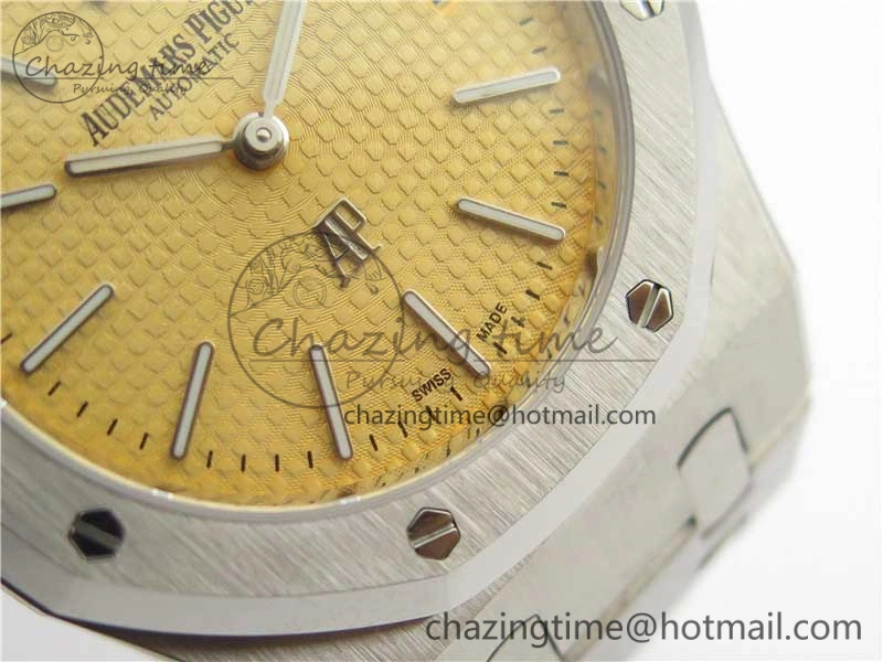 Minimalist Royal Oak 39mm 15202 SS KZF 1:1 Best Edition Yellow Textured Dial on SS Bracelet A 4840