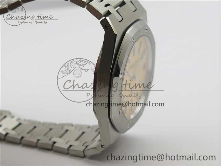 Minimalist Royal Oak 39mm 15202 SS KZF 1:1 Best Edition Yellow Textured Dial on SS Bracelet A 4840