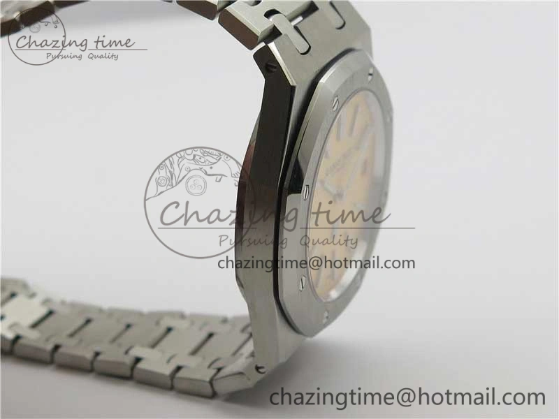 Minimalist Royal Oak 39mm 15202 SS KZF 1:1 Best Edition Yellow Textured Dial on SS Bracelet A 4840
