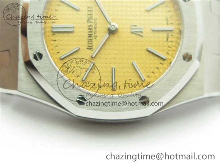 Minimalist Royal Oak 39mm 15202 SS KZF 1:1 Best Edition Yellow Textured Dial on SS Bracelet A 4840