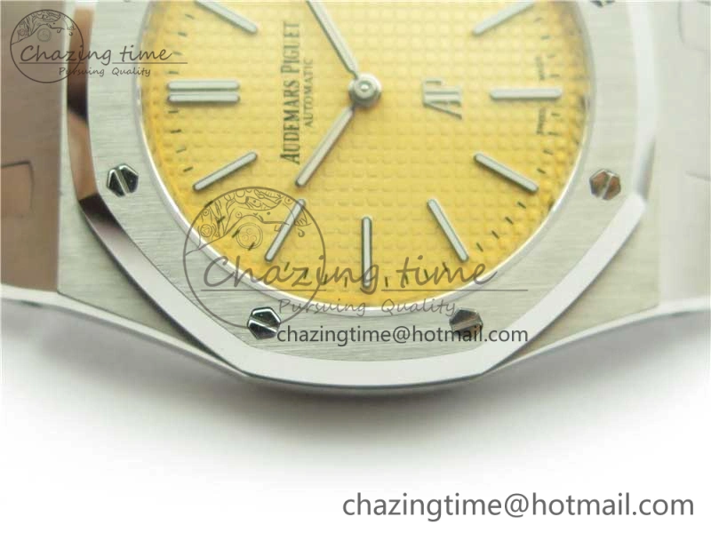 Minimalist Royal Oak 39mm 15202 SS KZF 1:1 Best Edition Yellow Textured Dial on SS Bracelet A 4840