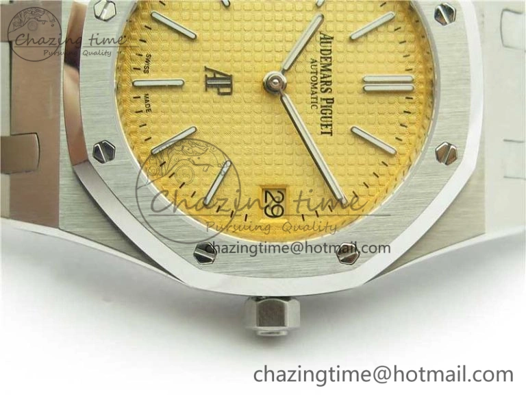 Minimalist Royal Oak 39mm 15202 SS KZF 1:1 Best Edition Yellow Textured Dial on SS Bracelet A 4840