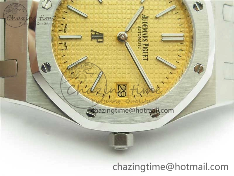 Minimalist Royal Oak 39mm 15202 SS KZF 1:1 Best Edition Yellow Textured Dial on SS Bracelet A 4840