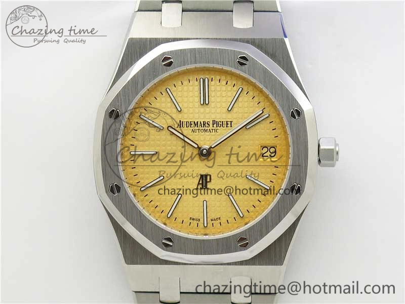 Minimalist Royal Oak 39mm 15202 SS KZF 1:1 Best Edition Yellow Textured Dial on SS Bracelet A 4840