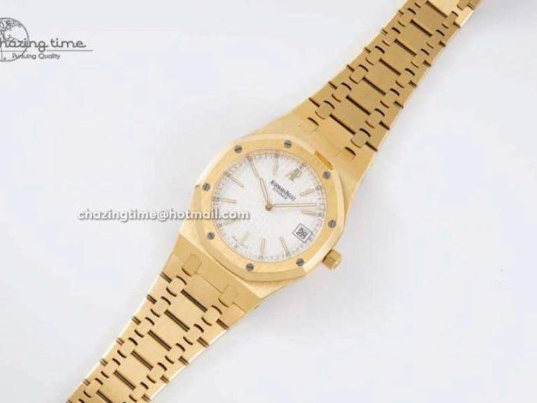 SmartChoice Royal Oak 39mm 15202 YG BF 1:1 Best Edition White Textured Dial on YG Bracelet A 4577