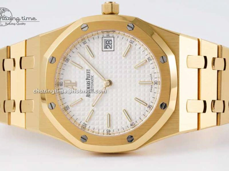 SmartChoice Royal Oak 39mm 15202 YG BF 1:1 Best Edition White Textured Dial on YG Bracelet A 4577
