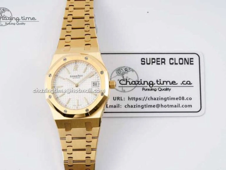SmartChoice Royal Oak 39mm 15202 YG BF 1:1 Best Edition White Textured Dial on YG Bracelet A 4577