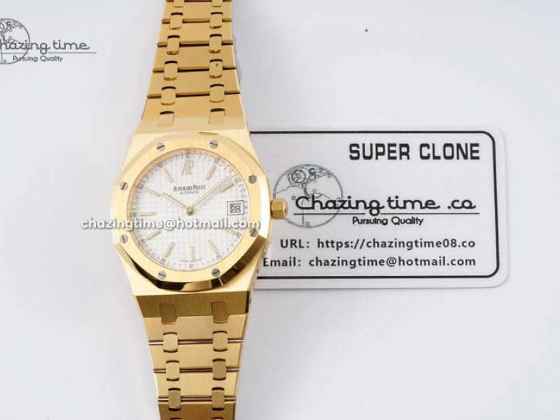 SmartChoice Royal Oak 39mm 15202 YG BF 1:1 Best Edition White Textured Dial on YG Bracelet A 4577