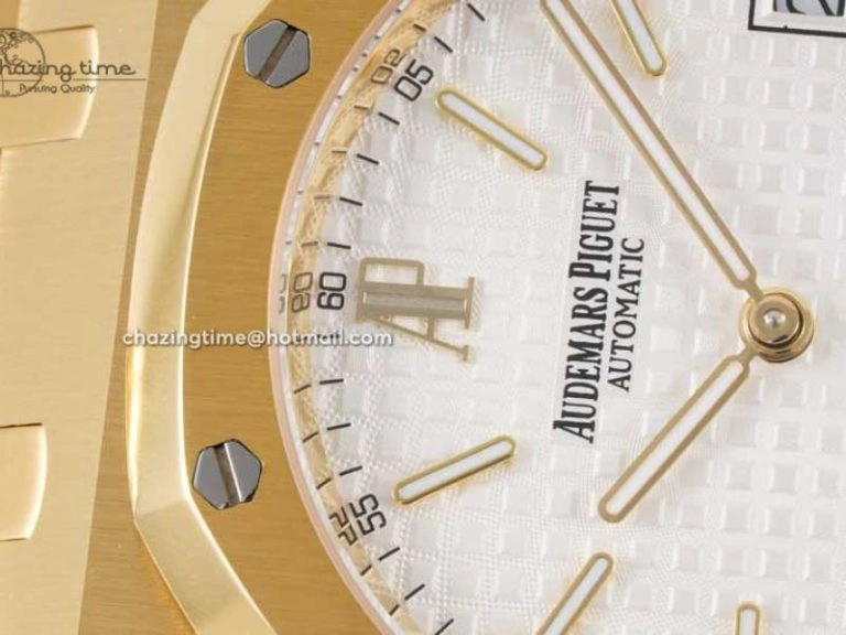 SmartChoice Royal Oak 39mm 15202 YG BF 1:1 Best Edition White Textured Dial on YG Bracelet A 4577