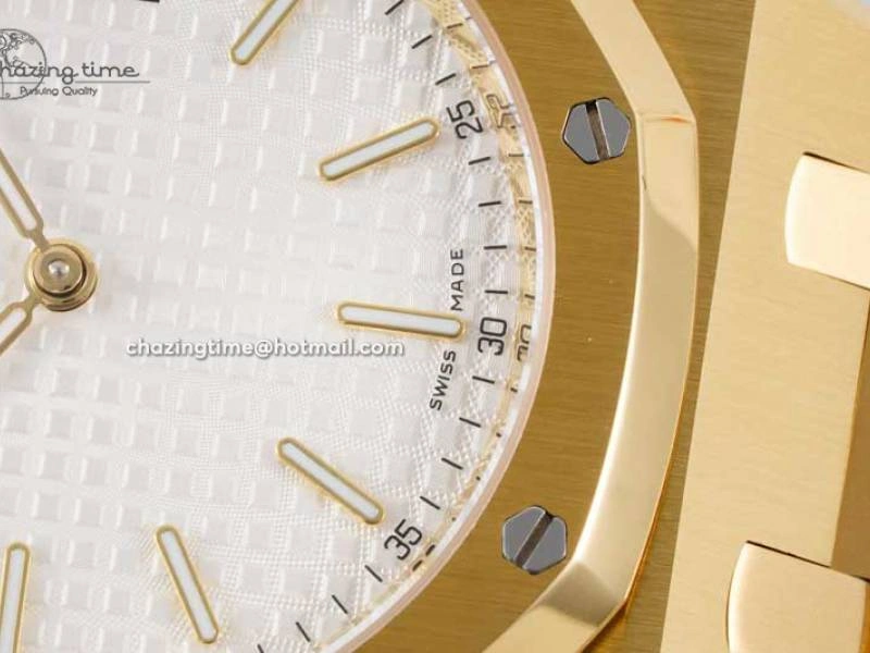 SmartChoice Royal Oak 39mm 15202 YG BF 1:1 Best Edition White Textured Dial on YG Bracelet A 4577