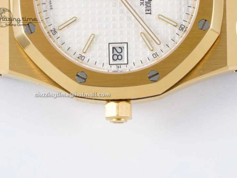 SmartChoice Royal Oak 39mm 15202 YG BF 1:1 Best Edition White Textured Dial on YG Bracelet A 4577