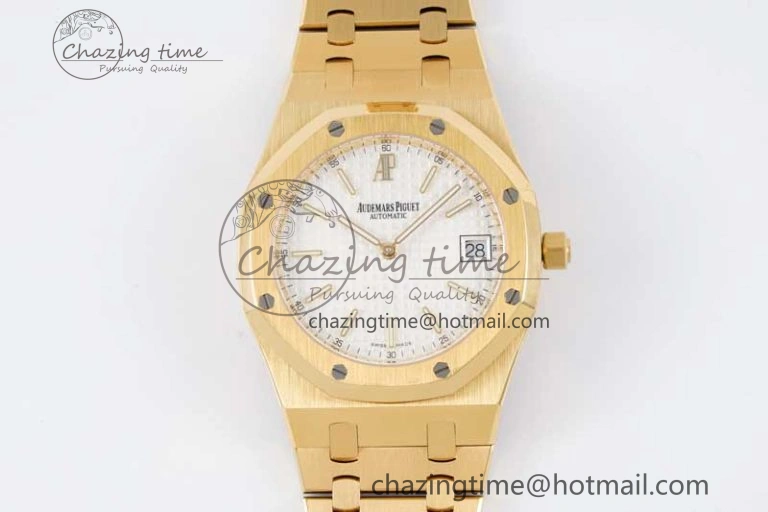 SmartChoice Royal Oak 39mm 15202 YG BF 1:1 Best Edition White Textured Dial on YG Bracelet A 4577