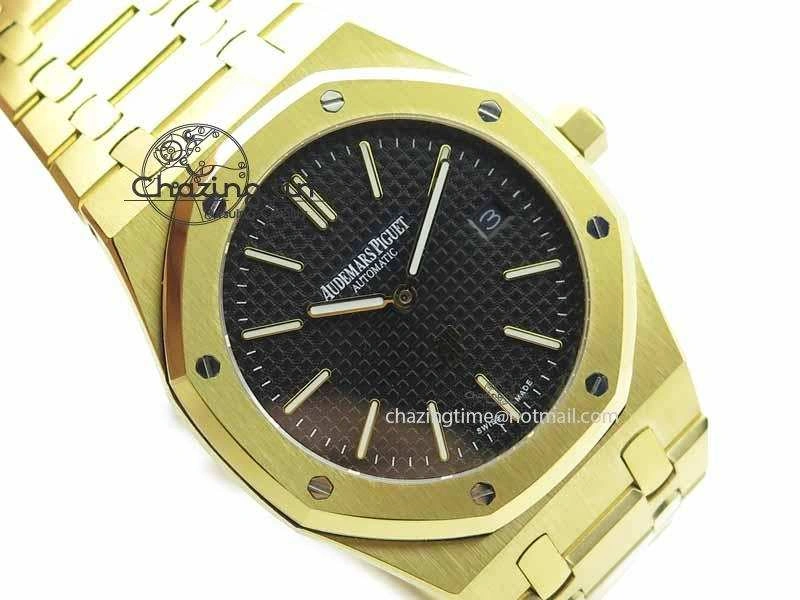 Royal Oak 39mm 15202 YG Black Dial On YG Bracelet MIYOTA Resilient 5012