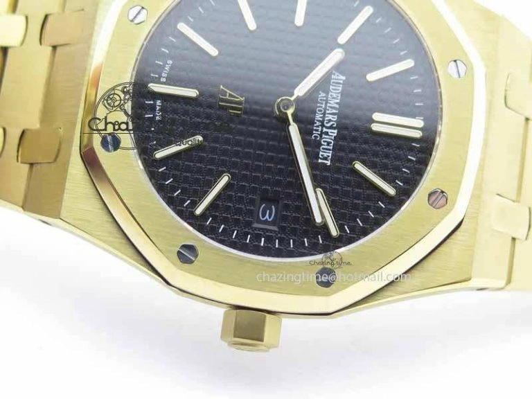 Royal Oak 39mm 15202 YG Black Dial On YG Bracelet MIYOTA Resilient 5012