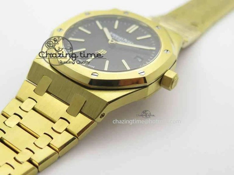 Royal Oak 39mm 15202 YG Black Dial On YG Bracelet MIYOTA Resilient 5012