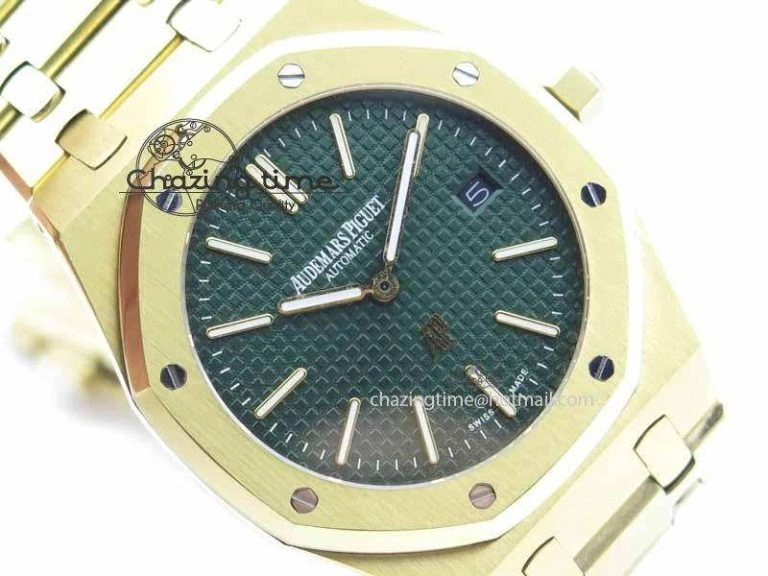 Royal Oak 39mm 15202 YG Green Dial On YG Bracelet MIYOTA SmoothTexture 5015