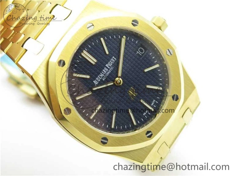 OnTrend Royal Oak 39mm 15202 YG KZF 1:1 Best Edition Blue Textured Dial on YG Bracelet A 4842