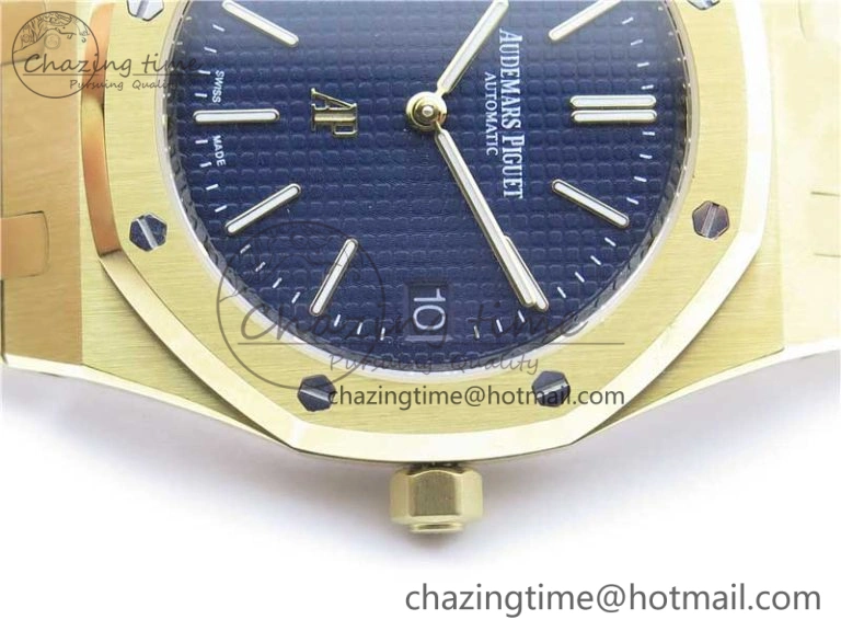 OnTrend Royal Oak 39mm 15202 YG KZF 1:1 Best Edition Blue Textured Dial on YG Bracelet A 4842