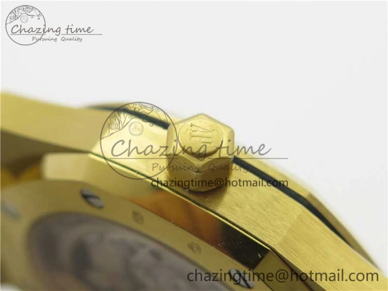 Royal Oak 39mm 15202 YG KZF 1:1 Best Edition Yellow Textured Dial on YG Bracelet A Chic 4843