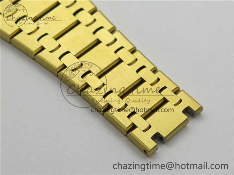 Royal Oak 39mm 15202 YG KZF 1:1 Best Edition Yellow Textured Dial on YG Bracelet A Chic 4843