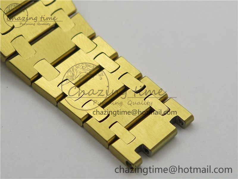 Royal Oak 39mm 15202 YG KZF 1:1 Best Edition Yellow Textured Dial on YG Bracelet A Chic 4843