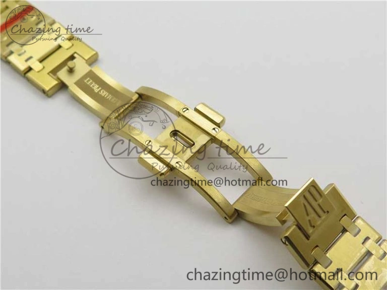 Royal Oak 39mm 15202 YG KZF 1:1 Best Edition Yellow Textured Dial on YG Bracelet A Chic 4843