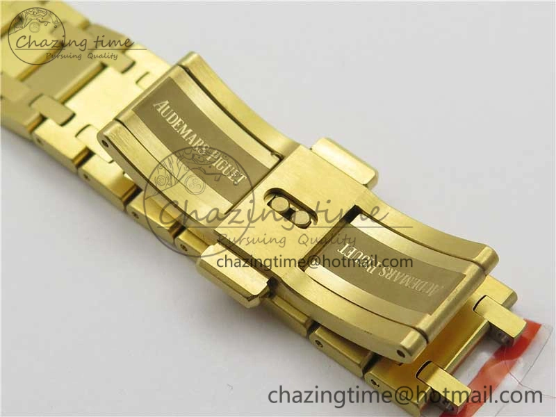Royal Oak 39mm 15202 YG KZF 1:1 Best Edition Yellow Textured Dial on YG Bracelet A Chic 4843
