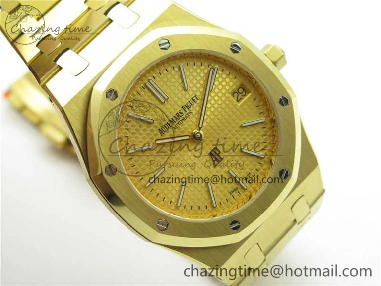 Royal Oak 39mm 15202 YG KZF 1:1 Best Edition Yellow Textured Dial on YG Bracelet A Chic 4843