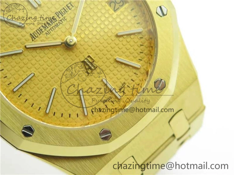 Royal Oak 39mm 15202 YG KZF 1:1 Best Edition Yellow Textured Dial on YG Bracelet A Chic 4843
