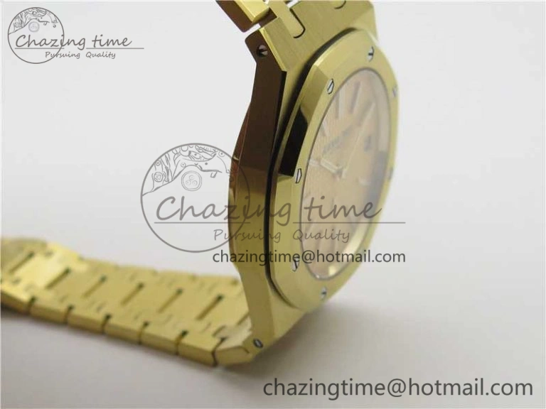 Royal Oak 39mm 15202 YG KZF 1:1 Best Edition Yellow Textured Dial on YG Bracelet A Chic 4843