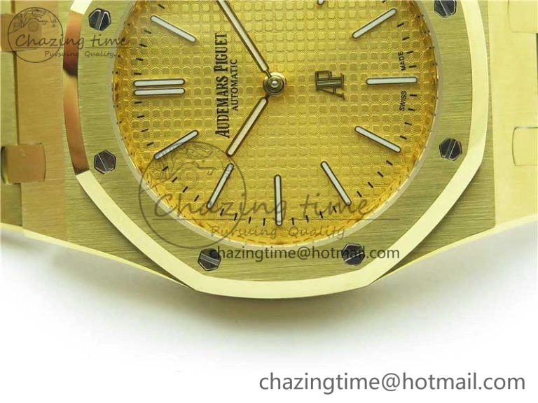 Royal Oak 39mm 15202 YG KZF 1:1 Best Edition Yellow Textured Dial on YG Bracelet A Chic 4843