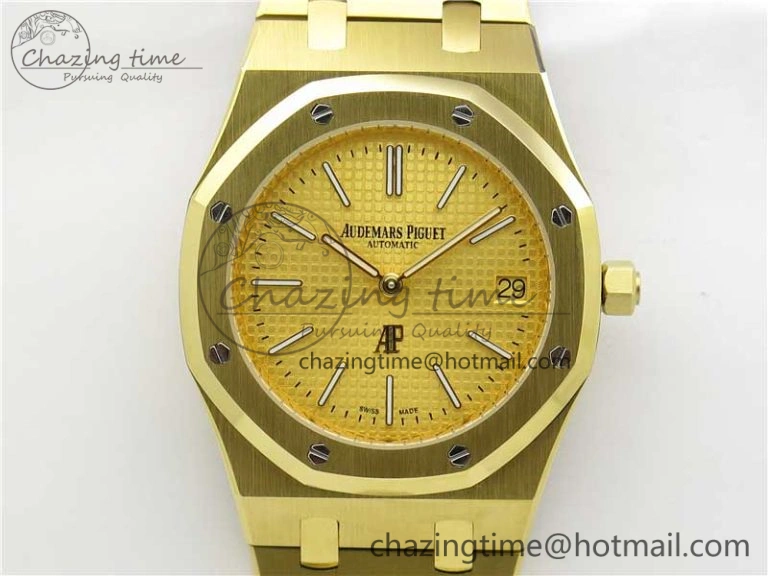 Royal Oak 39mm 15202 YG KZF 1:1 Best Edition Yellow Textured Dial on YG Bracelet A Chic 4843