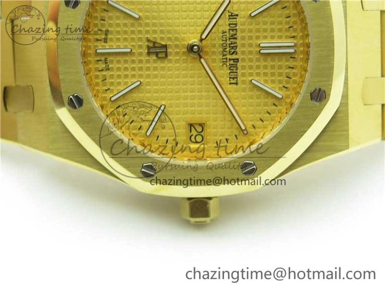 Royal Oak 39mm 15202 YG KZF 1:1 Best Edition Yellow Textured Dial on YG Bracelet A Chic 4843