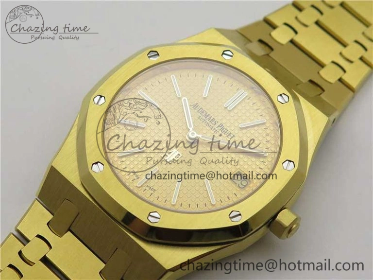 Royal Oak 39mm 15202 YG KZF 1:1 Best Edition Yellow Textured Dial on YG Bracelet A Chic 4843
