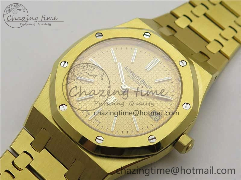 Royal Oak 39mm 15202 YG KZF 1:1 Best Edition Yellow Textured Dial on YG Bracelet A Chic 4843