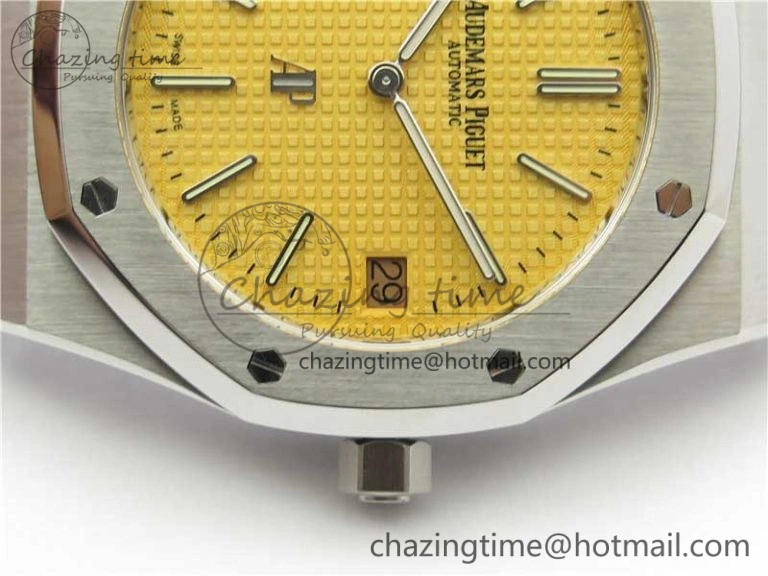Sophisticated Royal Oak 39mm 15202BC SS XF 1:1 Best Edition Yellow Textured Dial on SS Bracelet A 4848