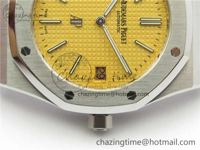 Sophisticated Royal Oak 39mm 15202BC SS XF 1:1 Best Edition Yellow Textured Dial on SS Bracelet A 4848