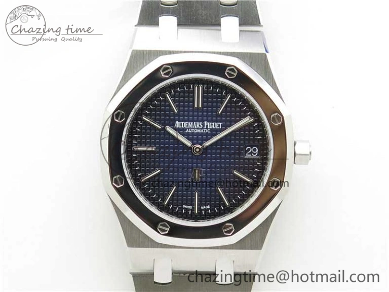 Royal Oak 39mm 15202IP Polished Bezel SS XF 1:1 Best Edition Gradient Blue Textured Dial on SS Bracelet A2121 V Contemporary 4836