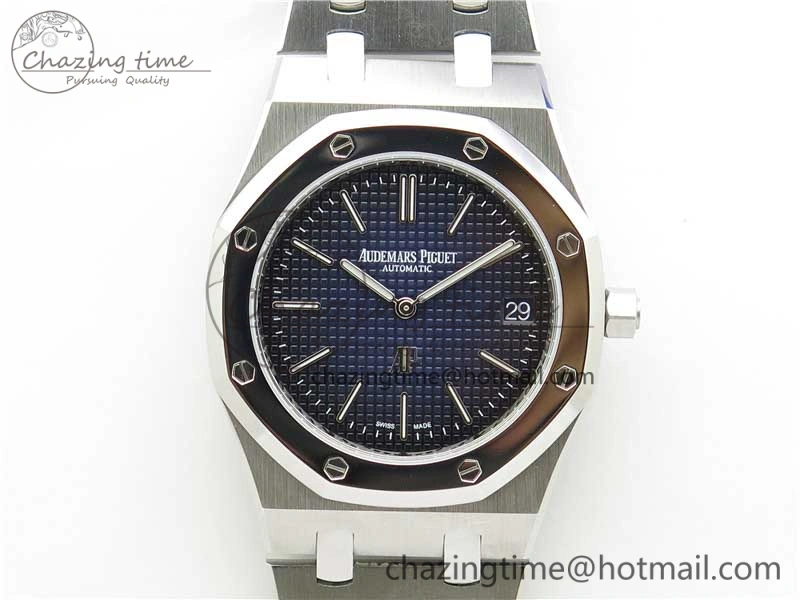 Royal Oak 39mm 15202IP Polished Bezel SS XF 1:1 Best Edition Gradient Blue Textured Dial on SS Bracelet A2121 V Contemporary 4836