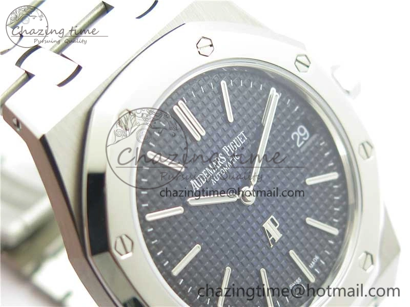 Royal Oak 39mm 15202IP Polished Bezel SS XF 1:1 Best Edition Gradient Blue Textured Dial on SS Bracelet A2121 V Contemporary 4836
