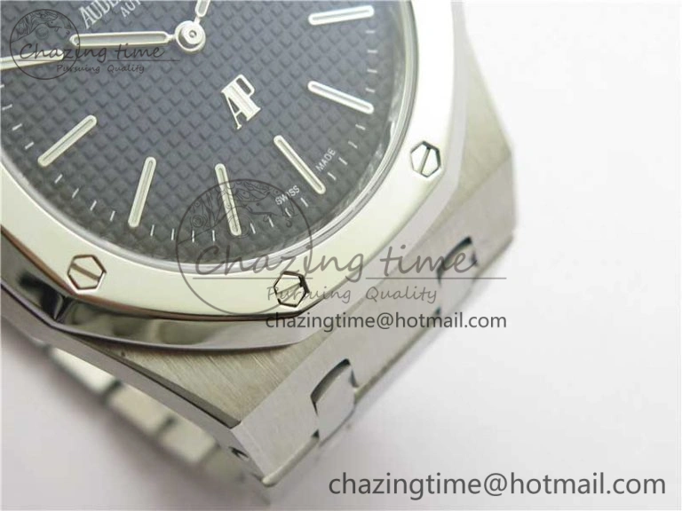 Royal Oak 39mm 15202IP Polished Bezel SS XF 1:1 Best Edition Gradient Blue Textured Dial on SS Bracelet A2121 V Contemporary 4836