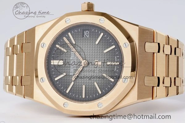 OnTrend Royal Oak 39mm 16202 “50th Anniversary” RG ZF 1:1 Best Edition Gray Textured Dial on RG Bracelet A 4628